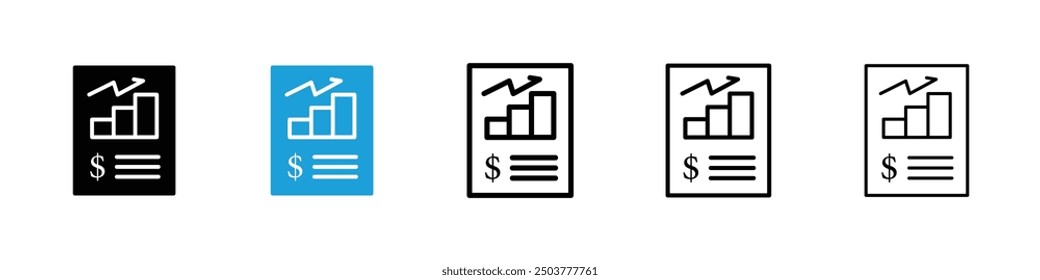 Quarterly report icon in black and blue colors