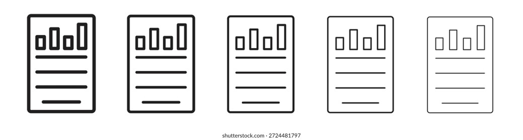 Quarterly report icon design in thin editable stroke style for graphic work