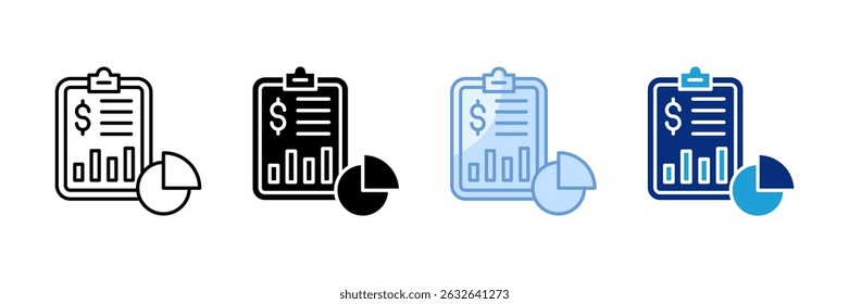Conjunto de ícones de relatório trimestral Coleção de estilos múltiplos