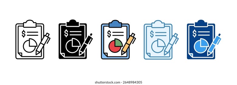 Quarterly Report Icon Set Multiple Style Collection
