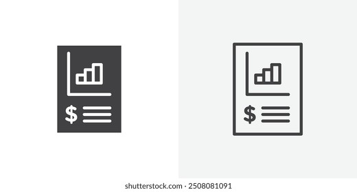 Quarterly report icon in solid and outlined style