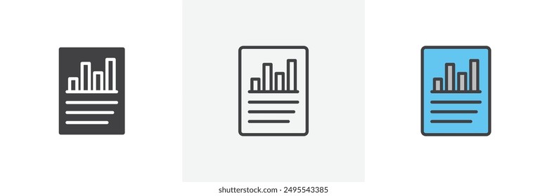 Quarterly report icon symbol collection on white background.