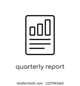 Quarterly report icon. Trendy modern flat linear vector Quarterly report icon on white background from thin line business collection, editable outline stroke vector illustration