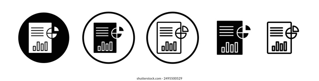 Quarterly report vector icon set in black and white color.