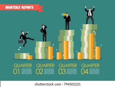 Quarterly Reports Infographic. Vector Illustration