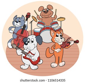 Quartet of animals playing music