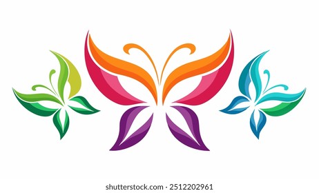 Quartet of Colorful Abstract Butterflies. Vibrant beauty butterfly collection. butterfly logo beauty spa lifestyle care relax yoga, abstract wings set of symbol icon design vector.