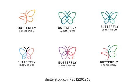 Quartet of Colorful Abstract Butterflies. Vibrant beauty butterfly collection. butterfly logo beauty spa lifestyle care relax yoga, abstract wings set of symbol icon design vector.