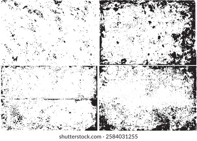 Quartet of Square Images with White Borders, Each Featuring Unique Abstract Designs