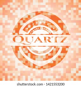 Quartz abstract orange mosaic emblem with background