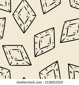 Quartz cartoon crystals seamless border pattern. Cute gem doodles wallpaper. Vector repeatable background tile. Cozy craft template of stock illustration for wrapping design