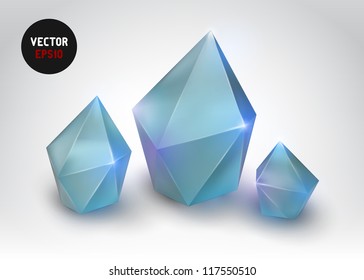 Quartz crystal (Vector illustration of a realistic gemstone)