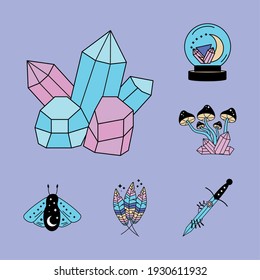 quartz and esoteric magic icons
