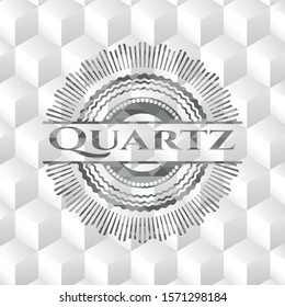 Quartz grey badge with geometric cube white background