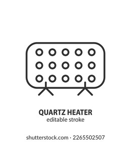 Quartz heater line icon. House electric heating outline vector symbol. Editable stroke.