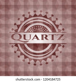 Quartz red emblem with geometric background. Seamless.