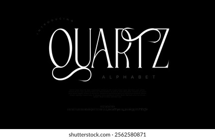 Quartz typography beauty fashion elegant minimalist serif italic fonts decorative wedding vintage retro logos. Minimal luxury font alphabet logo. Vector illustration