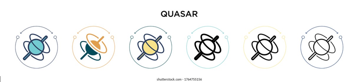 Quasar icon in filled, thin line, outline and stroke style. Vector illustration of two colored and black quasar vector icons designs can be used for mobile, ui, web