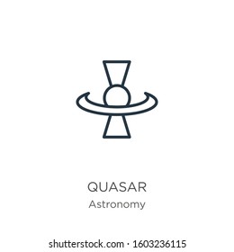 Quasar icon. Thin linear quasar outline icon isolated on white background from astronomy collection. Line vector sign, symbol for web and mobile