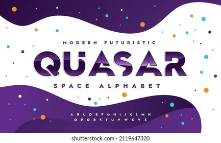 Quasar: Typography display font alphabet. Modern fonts vector illustration. Typeface display.