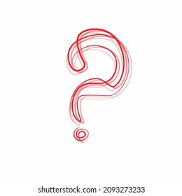 quastion sign vector icon.  hand drawn  red quastion mark on white background