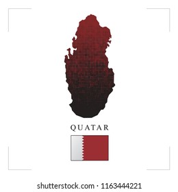 Quatar flag and dot pattern map vector drawing