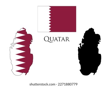 Quatar-Flagge und Kartengrafik-Vektorgrafik 