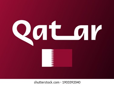 Quatar vector flag and lettering inscription