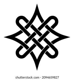 Quaternary celtic knot symbol choosing right path, knot sign choosing good and evil stock illustration