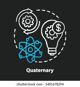 Quaternary chalk concept icon. Knowledge sector idea. Information-based service. Intellectual activity, research and development. Economy sector. Vector isolated chalkboard illustration