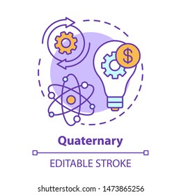 Quaternary concept icon. Knowledge sector idea thin line illustration. Information-based service. Research and development. Vector isolated outline drawing. Economy sector. Editable stroke