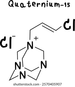 Quaternium-15,chemical structure of Quaternium-15 illustration on transparency background