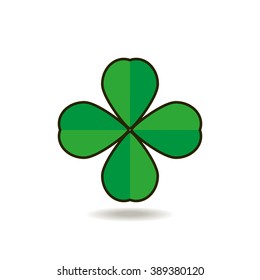 Quatrefoil clover for good luck, vector illustration for St. Patrick's day. Magic shield on it spring green crown and a quatrefoil clover for good luck. And maybe find a four-leafed clover