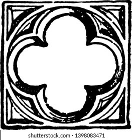 Quatrefoil is four to leaved grass vintage line drawing or engraving illustration.