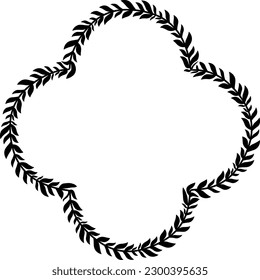 Quatrefoil Frame Flower frame leaf wreath Frame picture vector photo frame floral border Black decoration romantic winner award congratulations wedding anniversary birthday new year newborn Christmas