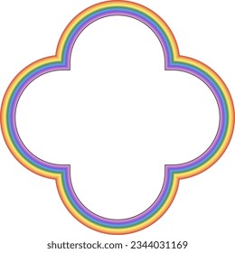 Quatrefoil frame Rainbow frame spectrum colorful color gradient photo frame borders background element decoration creative design ornamental borders isolated celebration