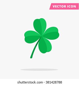 Quatrefoil leaf clover sign icon. Good Luck Sign. Saint patrick day symbol. Ecology image concept. Flat vector Luck icon. Green color clover sign. Leaf clover icon. Clover color icon. Good Luck icon. 