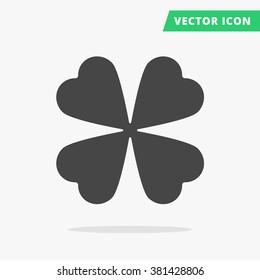 Quatrefoil leaf clover sign icon, Good Luck Sign, Saint patrick day symbol, Ecology image concept, Flat vector icon, black silhouette clover sign