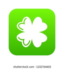 Quatrefoil leaf icon green vector isolated on white background