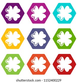 Quatrefoil leaf icons 9 set coloful isolated on white for web