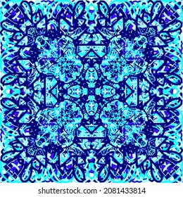 Quatrefoil portuguese azulejos tiles vector seamless pattern. Ceramic print design. Modern geometric floral ornament. Arabesque quatrefoil flowers seamless background. Ceramic tile pattern.