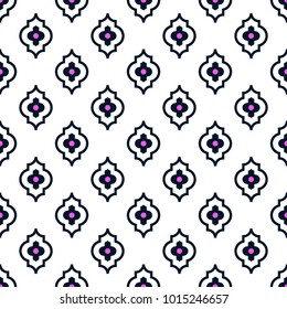 Quatrefoil seamless line vector pattern. Geometric repeating background.