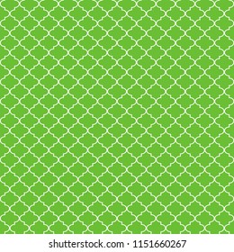 Quatrefoil Seamless Pattern - Graphic lime green and white quatrefoil or trellis design