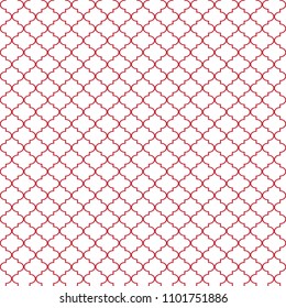 Quatrefoil Seamless Pattern - Minimalist red and white quatrefoil or trellis design