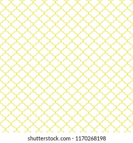 Quatrefoil Seamless Pattern - Minimalist yellow and white quatrefoil or trellis design