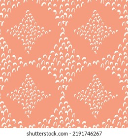 Quatrefoil Seamless Vector Pattern Background. Scribbled Hand-drawn Backdrop With Historical Foil Motifs In Pink, White. Naive Doodle Decorative Star Shape Texture.Etching Style Wavy Ripples Repeat.