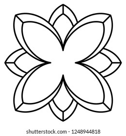 Quatrefoil. Vector flat outline icon illustration isolated on white background.