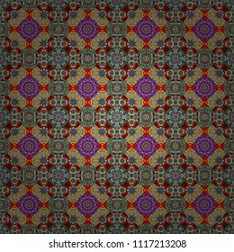 Quatrefoil vector pattern. Tangled modern seamless pattern based on traditional patterns. Portuguese tiles in blue, brown and pink colors.