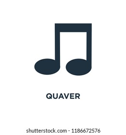 Quaver icon. Black filled vector illustration. Quaver symbol on white background. Can be used in web and mobile.