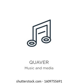 Quaver icon. Thin linear quaver outline icon isolated on white background from music and media collection. Line vector sign, symbol for web and mobile